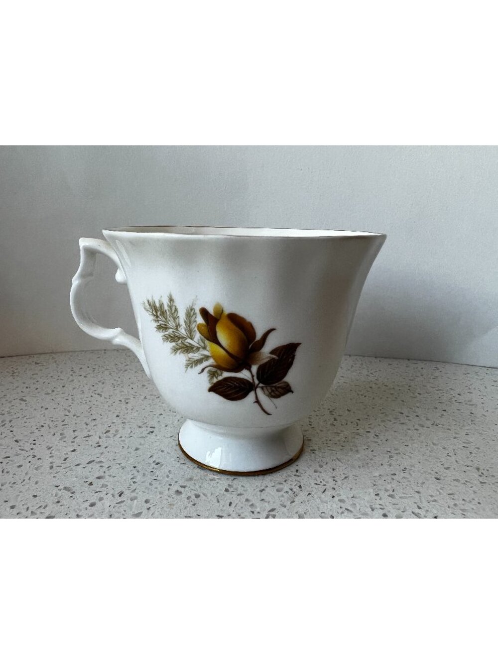Blue Bird Bone China Teacup Made in Canada Yellow Rose orphan cup
